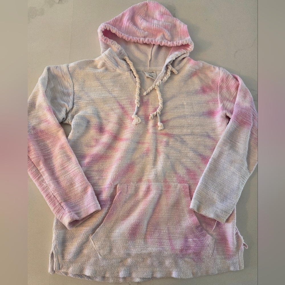 Dreamsicle Textured Pastel Tie-Dye Hooded Sweater